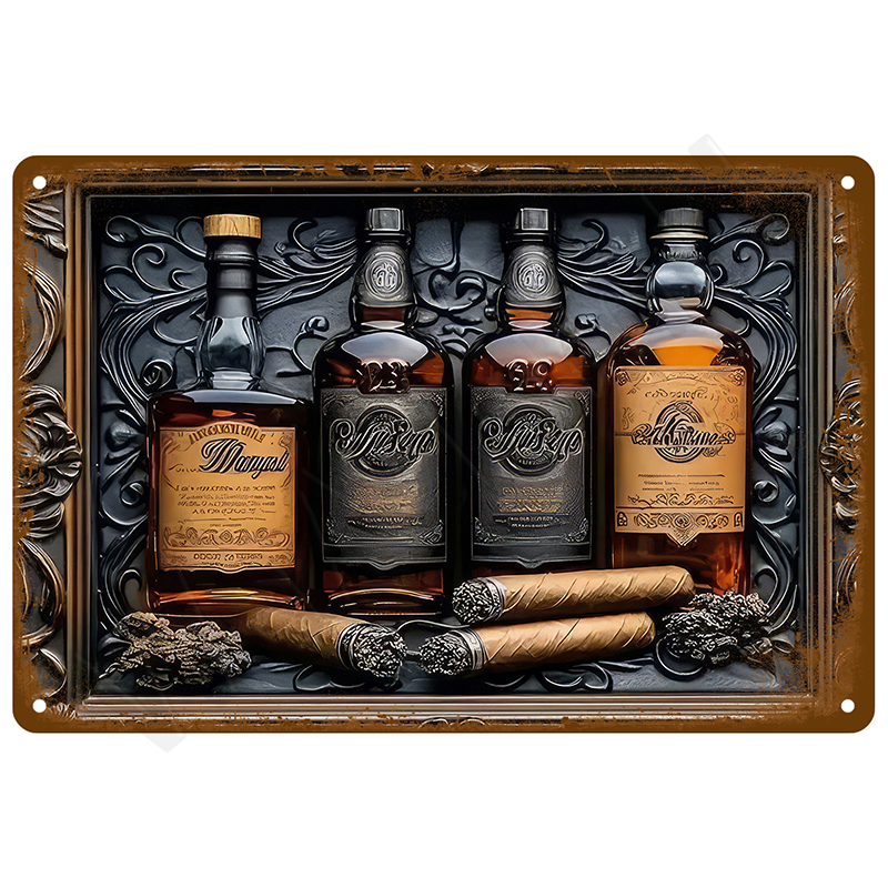Interior Design Poster - Vintage Bar Metal Signs Bathroom House