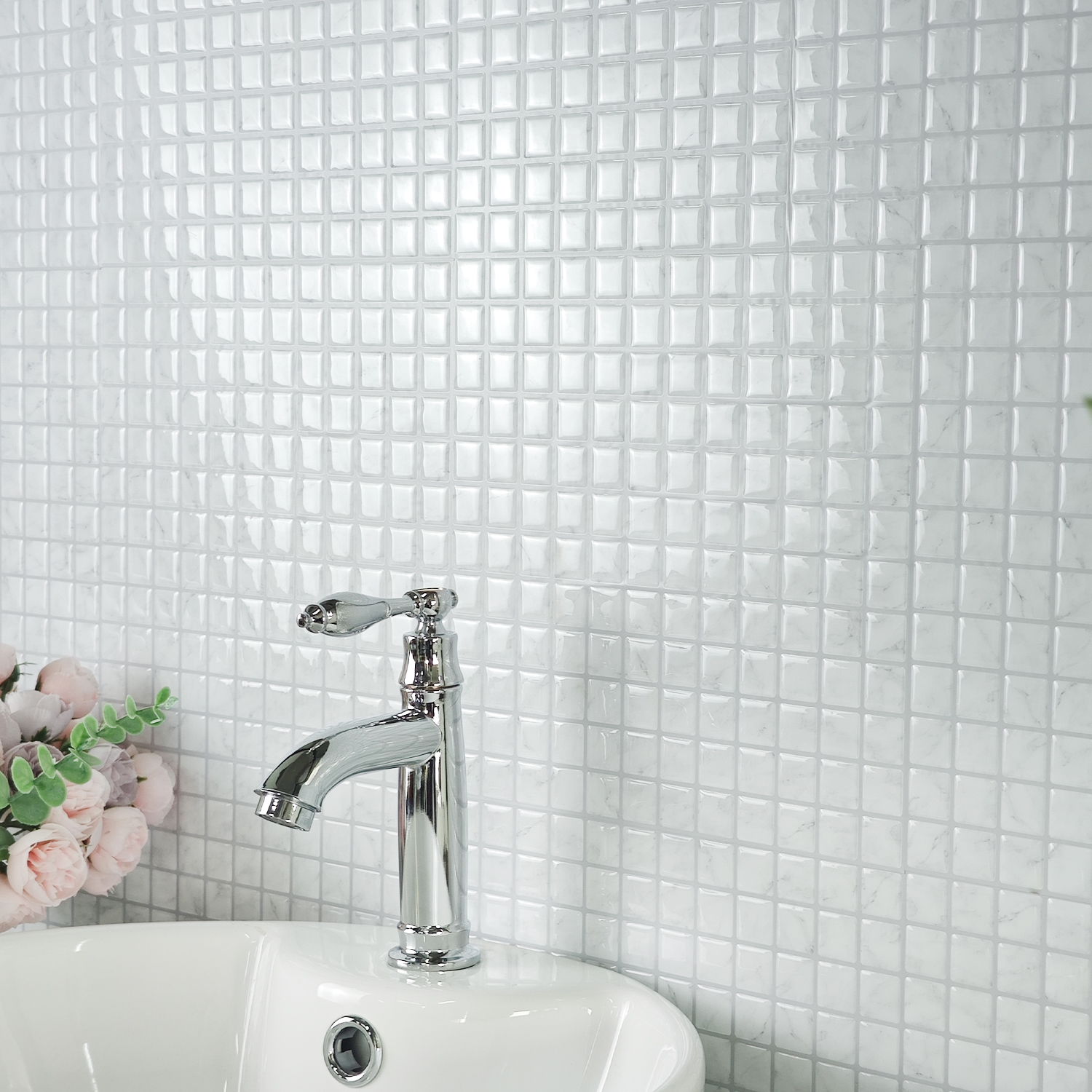 Wall Panel 3D Texture - 10pcs 3D Self-adhesive Wall Tile Imitation