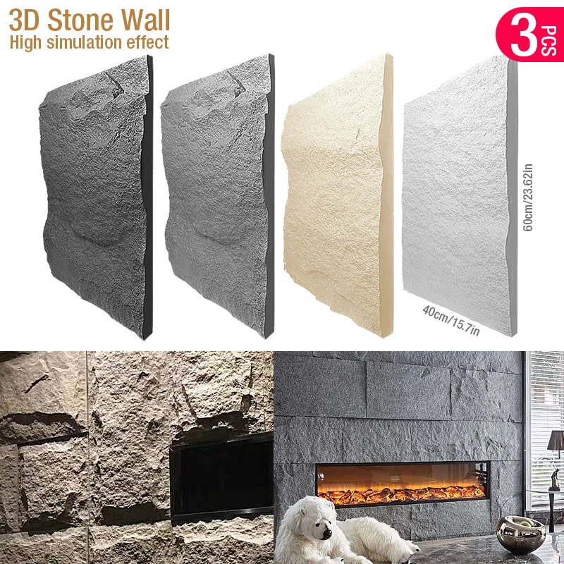 Wall Panel 3D Texture - 60x40cm box stone texture 3D wall