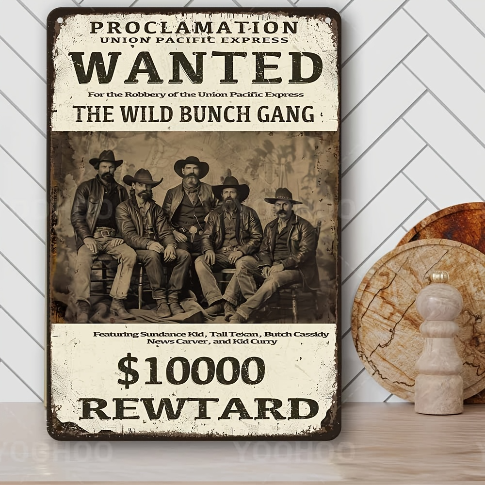 Interior Design Poster - Wild West Wanted Poster Sign -Aluminum