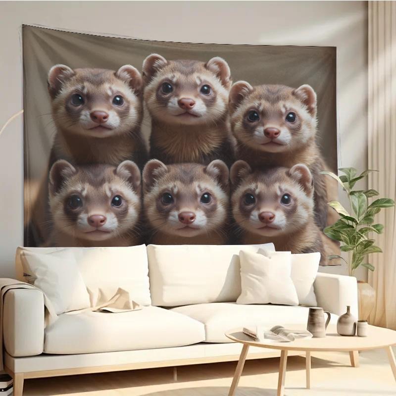 Cute Ferret Group Tapestry Wal - Interior Design Home Decor บทวิจารณ์และราคา