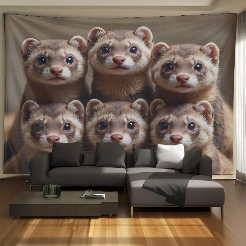 Cute Ferret Group Tapestry Wal - Interior Design Home Decor บทวิจารณ์และราคา