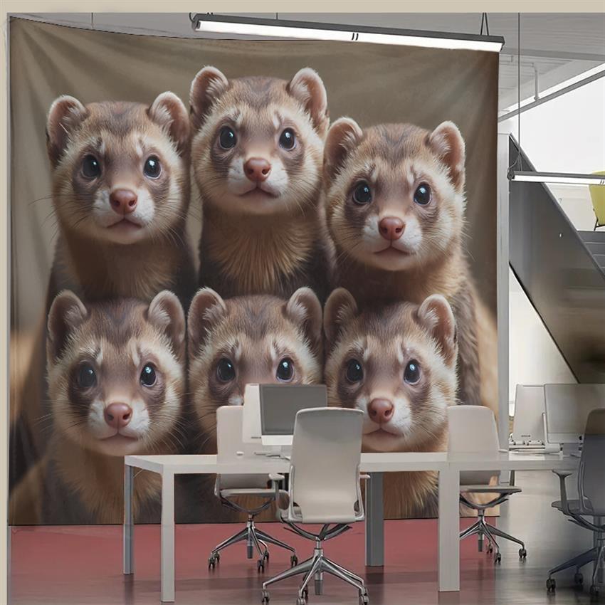 Cute Ferret Group Tapestry Wal - Interior Design Home Decor บทวิจารณ์และราคา