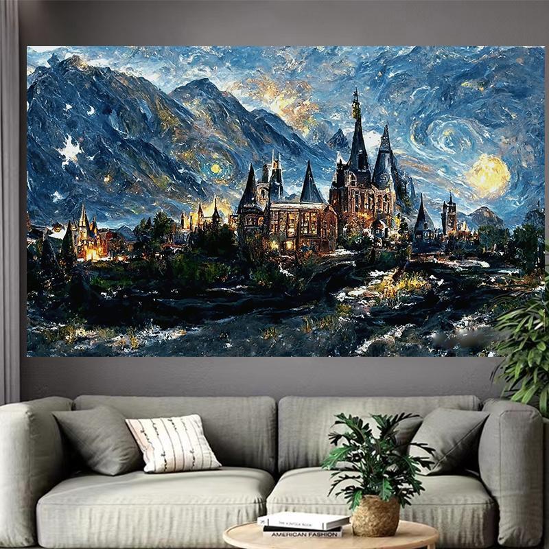 Castle Lake Wall Tapestry Fant - Interior Design Poster บทวิจารณ์และราคา