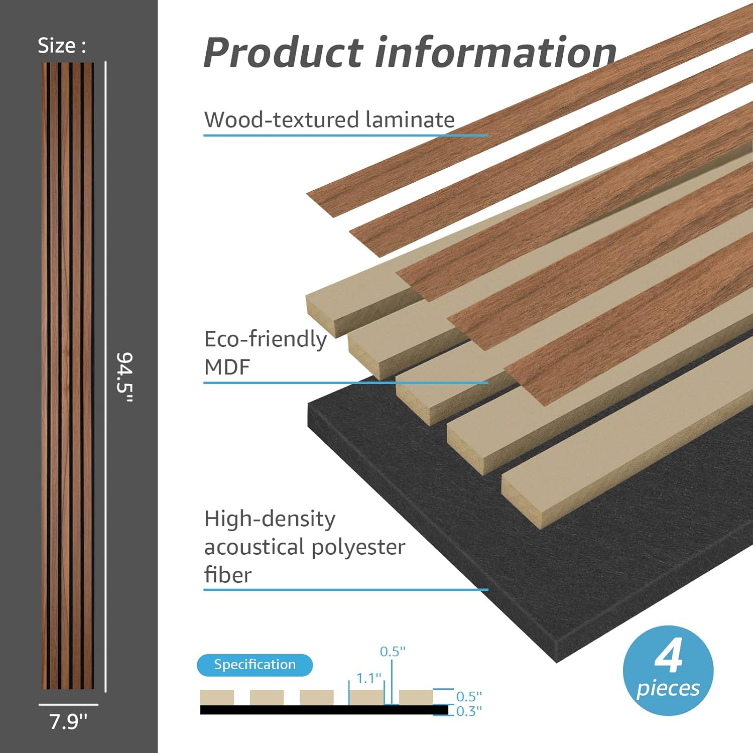 Wood Slat Acoustic Panels for  - Wall Panel 3D Texture บทวิจารณ์และราคา