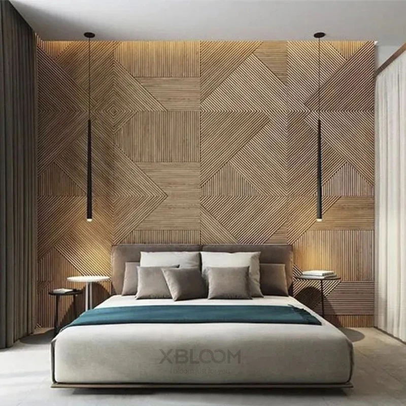 12pcs 50cm 3D wall decor Wood  - Wall Panel 3D Texture บทวิจารณ์และราคา