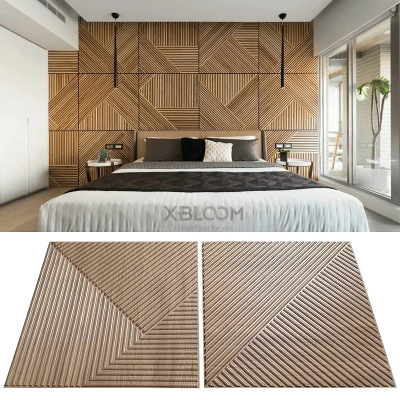 12pcs 50cm 3D wall decor Wood  - Wall Panel 3D Texture บทวิจารณ์และราคา