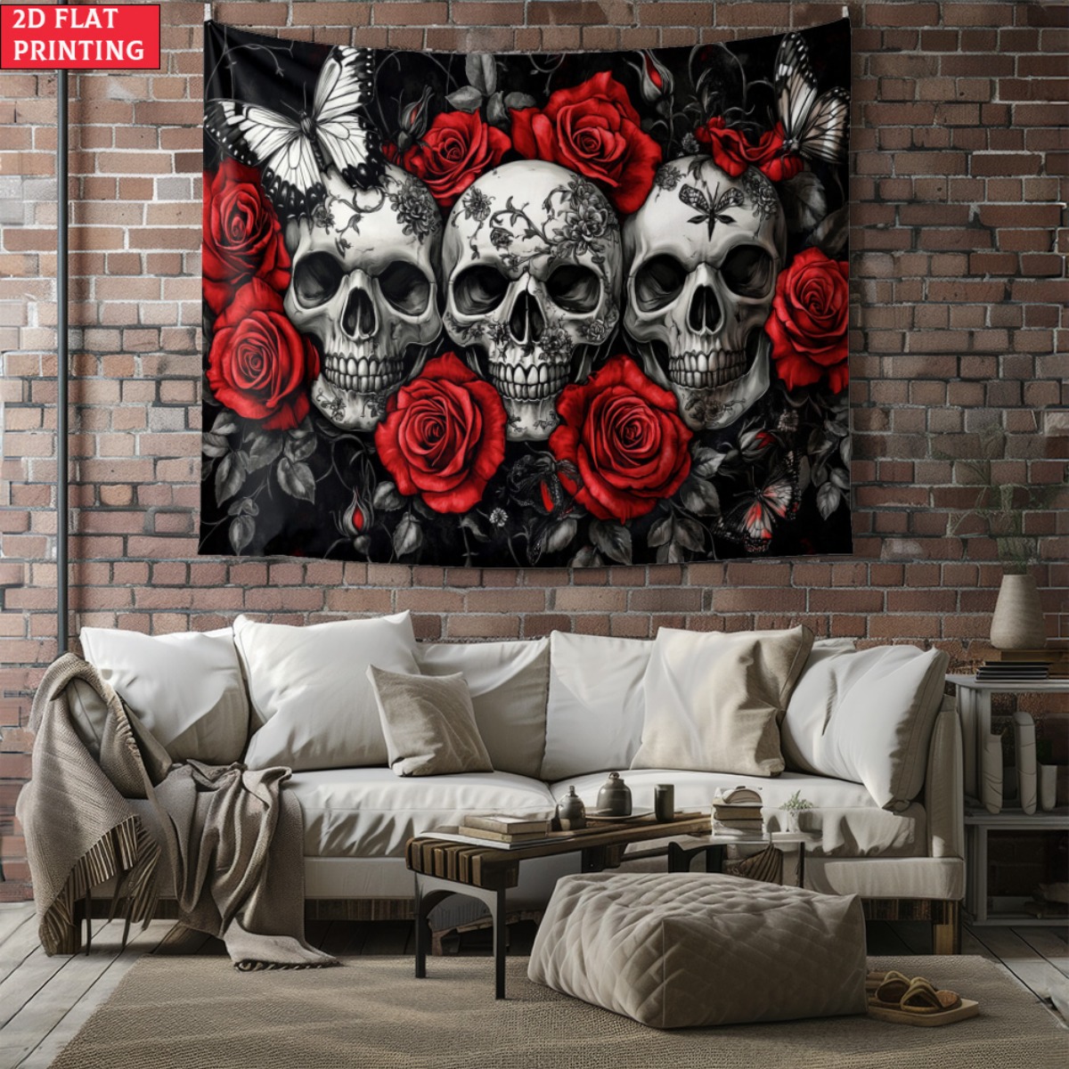unframed Skull and Roses Gothi - Interior Design Home Decor บทวิจารณ์และราคา