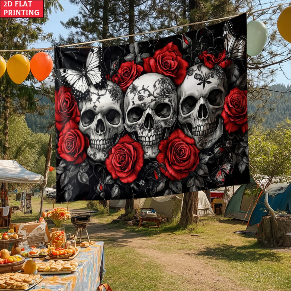 unframed Skull and Roses Gothi - Interior Design Home Decor บทวิจารณ์และราคา
