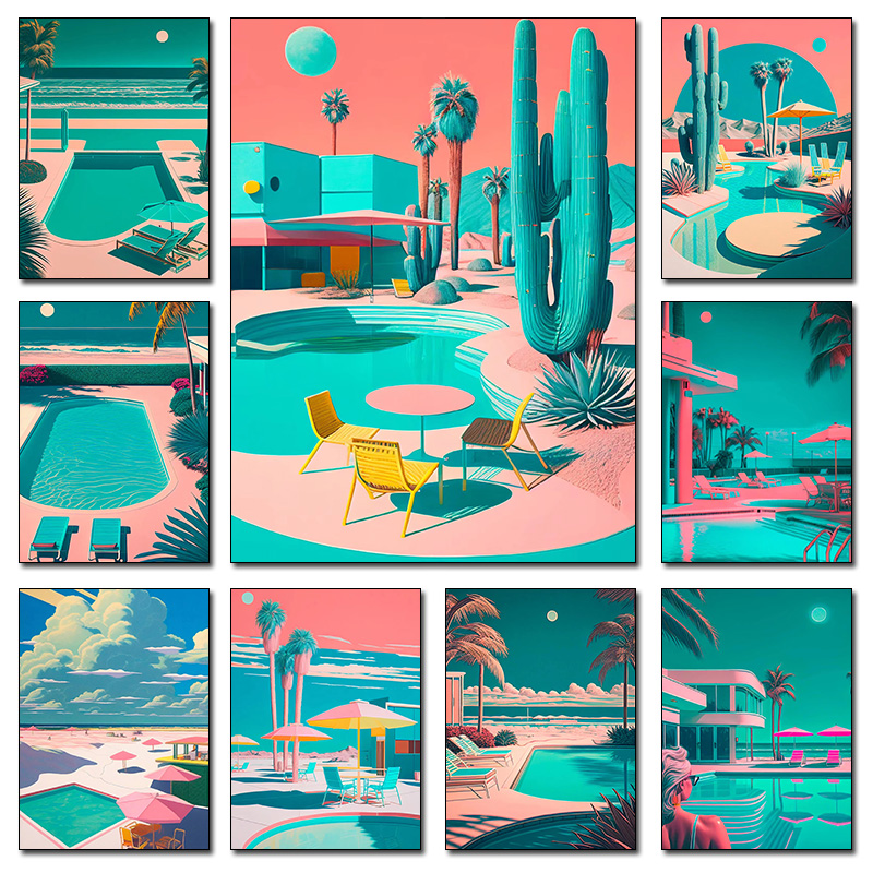 Retro Futuristic Beachside Pal - Interior Design Home Decor บทวิจารณ์และราคา