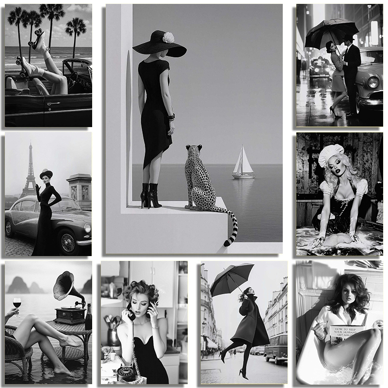 Black And White Fashion Street - Interior Design Poster บทวิจารณ์และราคา