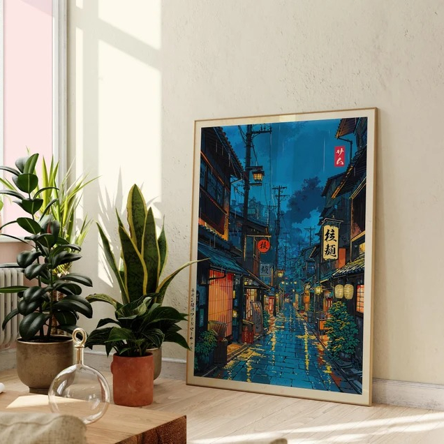 Japanese Tokyo Teahouse Cartoo - Interior Design Poster บทวิจารณ์และราคา