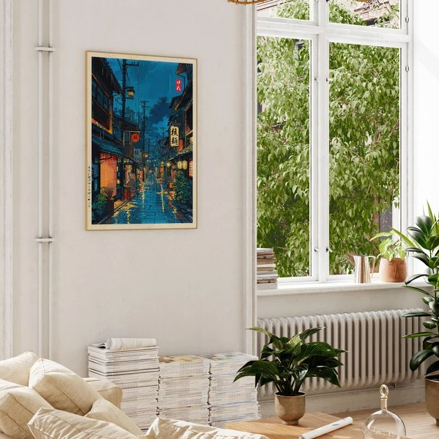 Japanese Tokyo Teahouse Cartoo - Interior Design Poster บทวิจารณ์และราคา