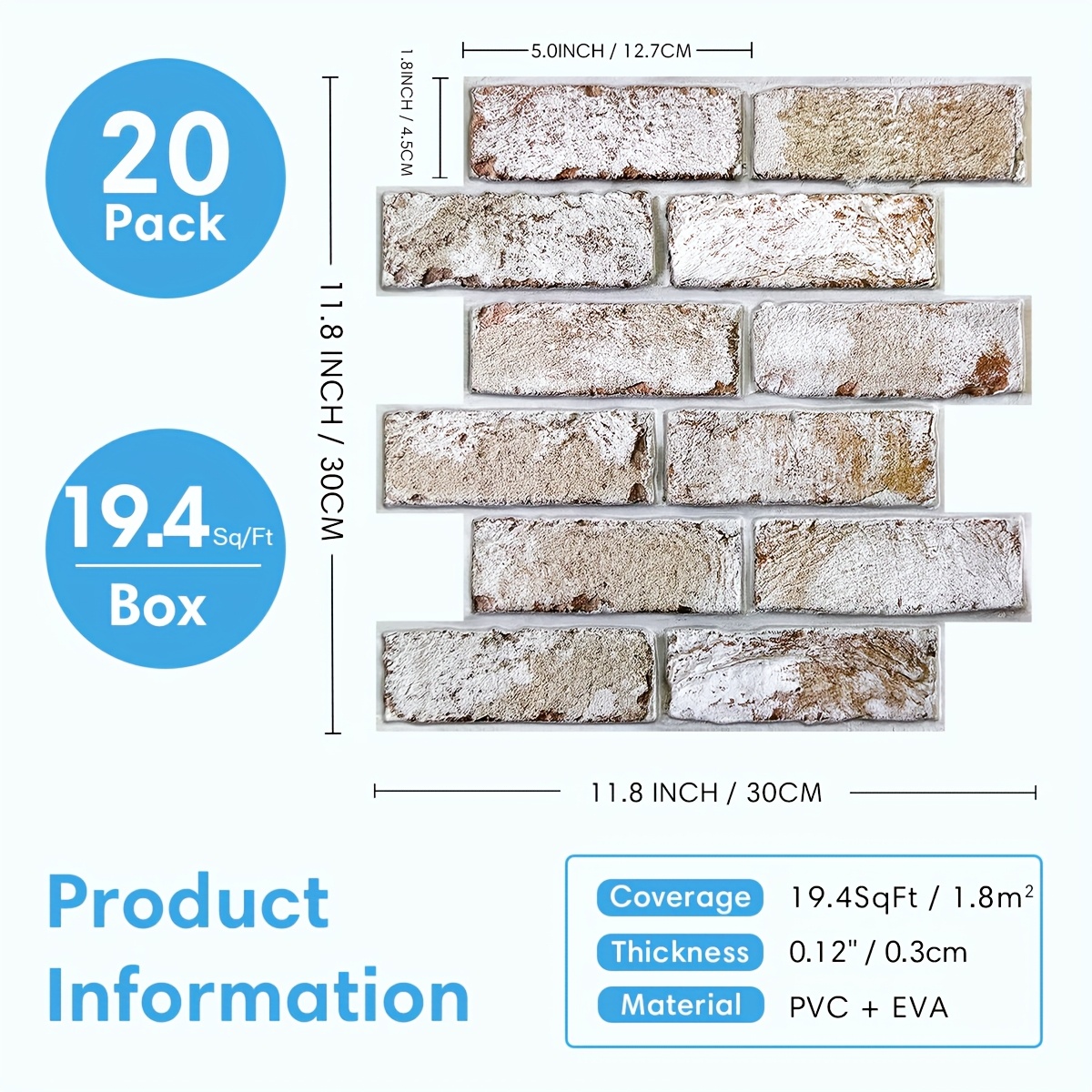 20pcs Pack Self-Adhesive PVC F - Wall Panel 3D Texture บทวิจารณ์และราคา