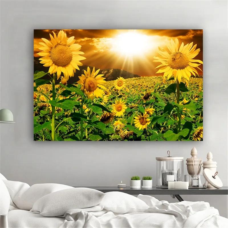 Sunflower Landscape Canvas Art - Interior Design Poster บทวิจารณ์และราคา