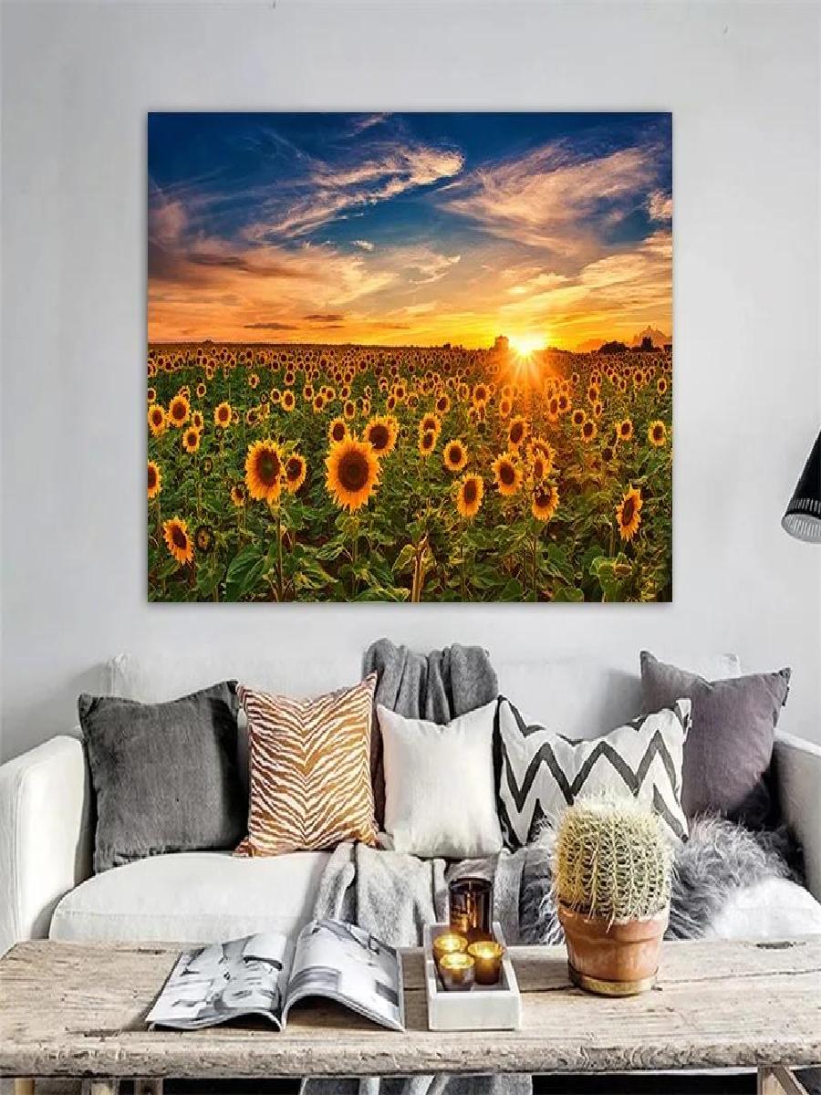 Sunflower Landscape Canvas Art - Interior Design Poster บทวิจารณ์และราคา