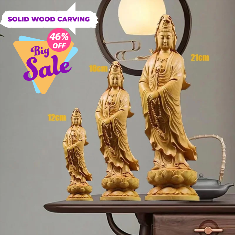 Natural Cypress Guanyin  Buddh - Interior Design Home Decor บทวิจารณ์และราคา
