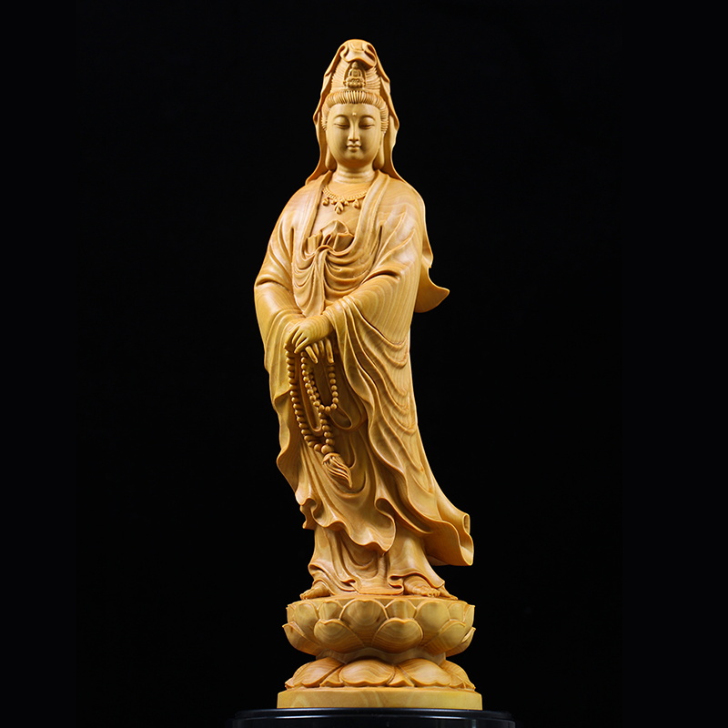 Natural Cypress Guanyin  Buddh - Interior Design Home Decor บทวิจารณ์และราคา