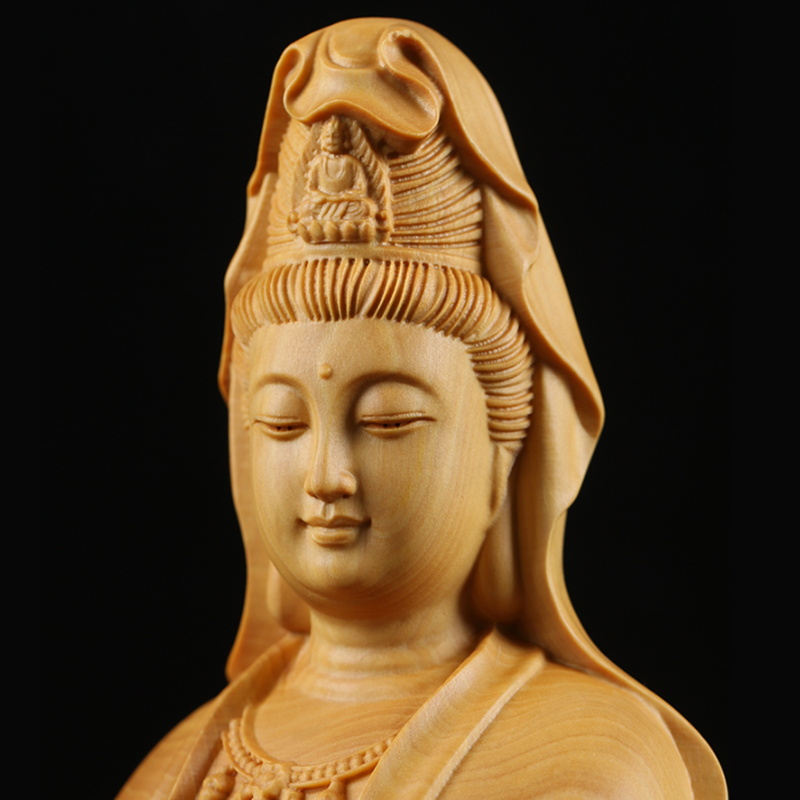 Natural Cypress Guanyin  Buddh - Interior Design Home Decor บทวิจารณ์และราคา