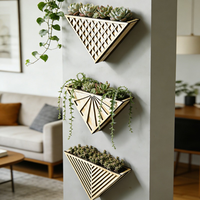 1pcs Light Wood Geometric Line - Geometric Shelf Triangle บทวิจารณ์และราคา